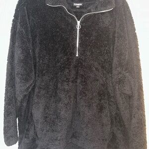 Express Black Zip Up Sweater with Stand-Up Collar